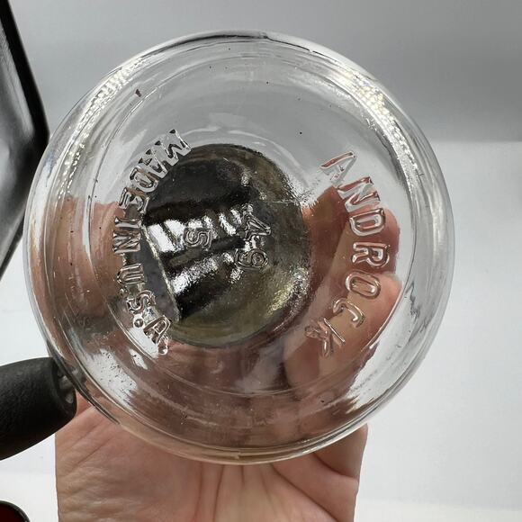 Vintage Crank Nut Chopper Androck Atomic Pattern Black White Red Glass Bottom - Picture 6 of 9